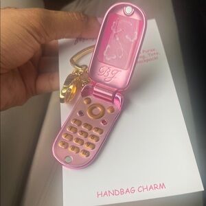 Pink Flip Phone Handbag Charm